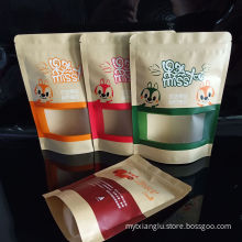 Snack Food Zipper Packaging Bag Window Kraft Paper Dry Fruit Bag